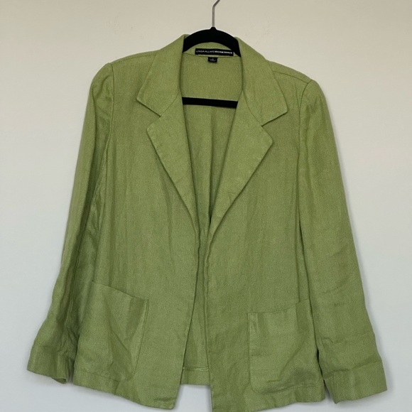 Vintage Linda Allard Ellen Tracy 100% Linen Green Blazer for Women Size 6 - Picture 1 of 6
